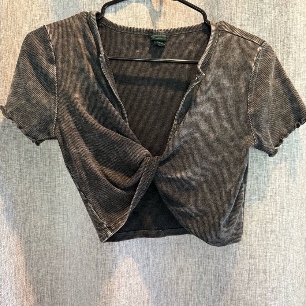 Wild Fable Dark Gray Twist Front Crop Top
